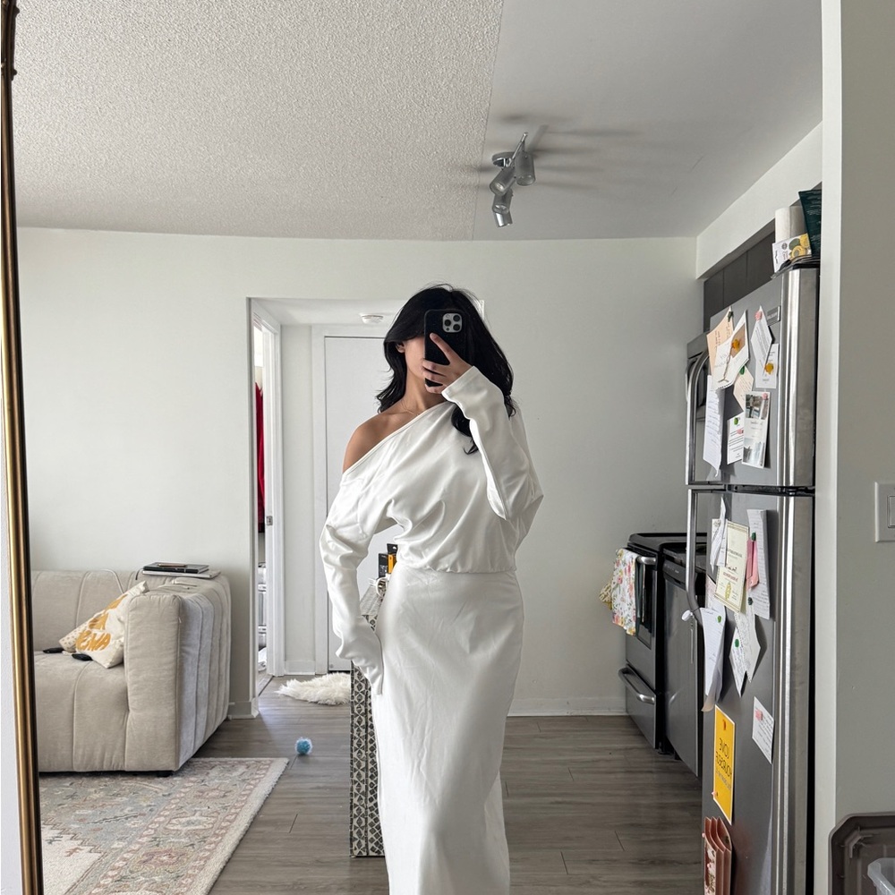 Commense White Off-Shoulder Maxi Dress